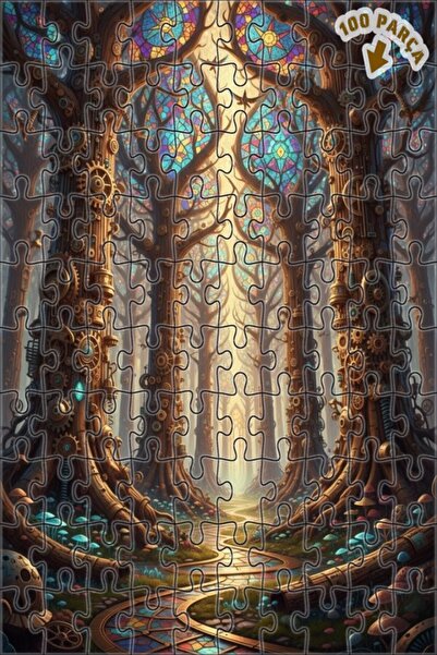 Teona Ahşap لغز خشبي بمظهر لوحة زيتية يصور غابات البخار الغامضة، 100 قطعة، 25...