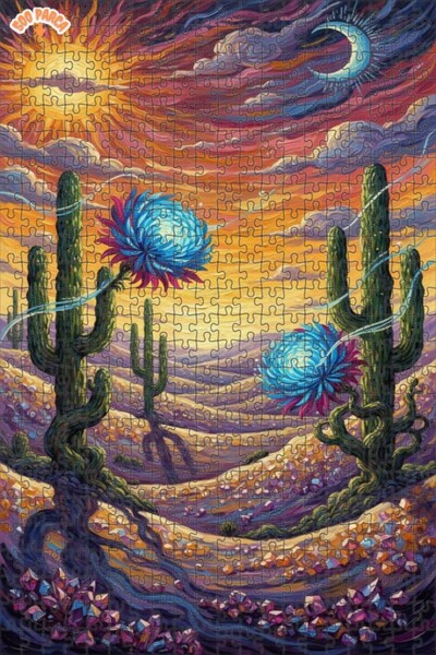 Teona Ahşap لغز خشبي مؤطر بطبقتين بمظهر لوحة زيتية يشبه حلم الصحراء الساحر، 5...