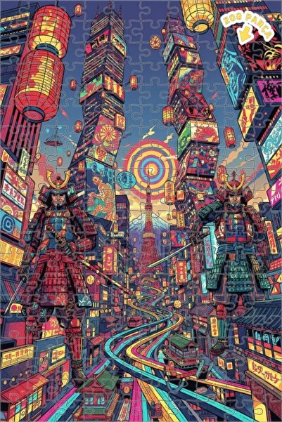 Teona Ahşap لغز خشبي بإطار ذو طابقين بمظهر لوحة زيتية لمدن الساموراي 200 قطعة...