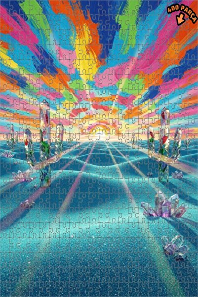 Teona Ahşap لغز فني بمظهر لوحة زيتية لغروب الشمس في الصحراء الكريستالية 400 ق...