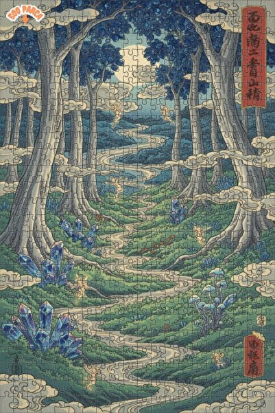 Teona Ahşap لغز خشبي على شكل لوحة زيتية لمشهد غابة ساحرة من كريستال فيري فلو،...