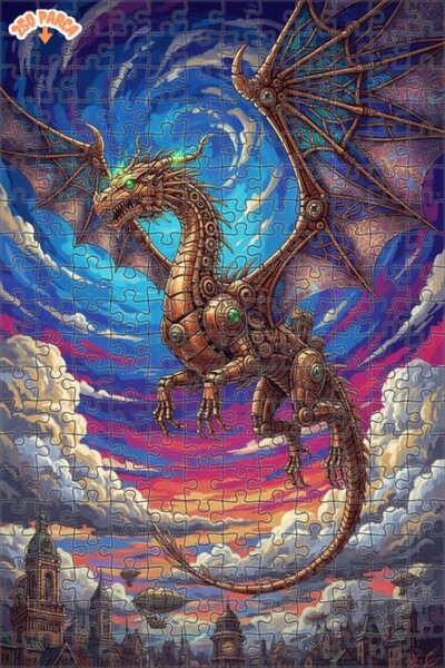 Teona Ahşap لغز خشبي بإطار مزدوج الطبقات بتصميم ستيمبانك بمظهر لوحة زيتية ميك...