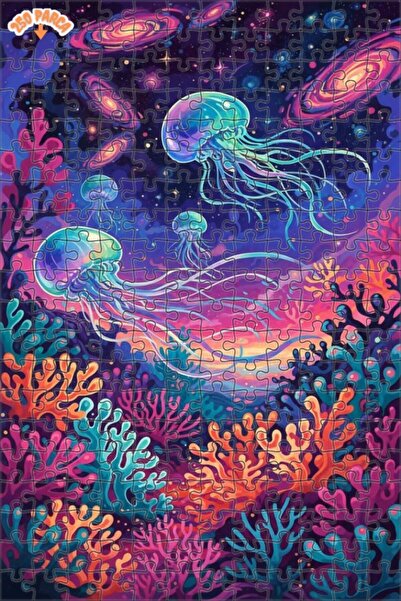 Teona Ahşap لغز خشبي بتصميم أكواريوم قناديل البحر الفلكية بمظهر الألوان المائ...