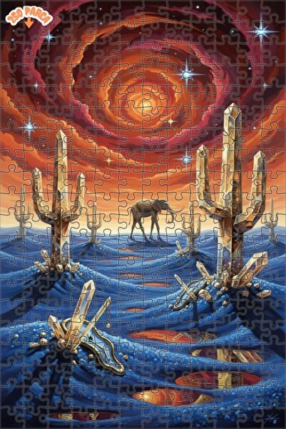 Teona Ahşap لوحة زيتية بتصميم الخيال الفانتومي لفيل كريستالي ومناظر صحراوية، ...