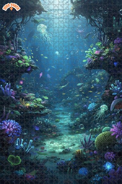 Teona Ahşap لغز خشبي بمظهر لوحة زيتية لحيوانات المحيط السحرية 1000 قطعة 70×50