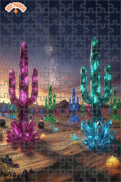 Teona Ahşap الكواكب الكريستالية المتوهجة في صحراء الكاكتوس 150 قطعة 20x30