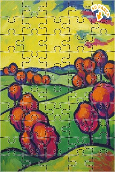 Teona Ahşap لغز خشبي بإطار مزدوج الطبقات بمظهر لوحة زيتية لمناظر طبيعية درامي...