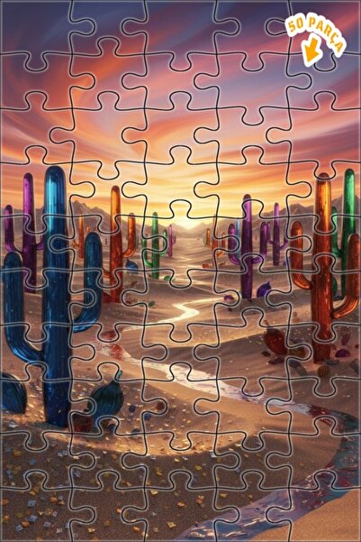 Teona Ahşap لغز خشبي ملون بإطار مزدوج الطبقات بتصميم الحب الصحراوي 50 قطعة 15×25