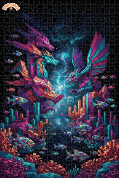 Teona Ahşap لغز خشبي ملون بإطار مزدوج الطبقات بتصميم الرقص الفلكي للتنانين 10...