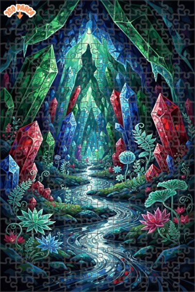 Teona Ahşap لغز خشبي بتصميم نهر الكهف الكريستالي بمظهر الألوان المائية 250 قط...