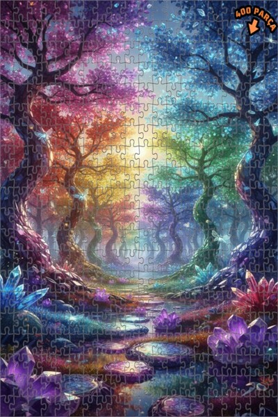 Teona Ahşap غابة قوس قزح، بلورات غامضة، أشجار ملونة، لغز خشبي بإطار مزدوج الط...