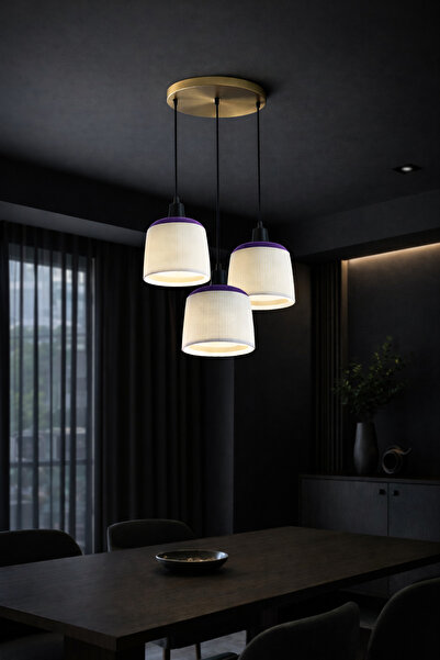 Atsutech Modern İskandinav 3’lü Sarkıt Avize | Beyaz Dokulu Başlık | E27 Duy ...