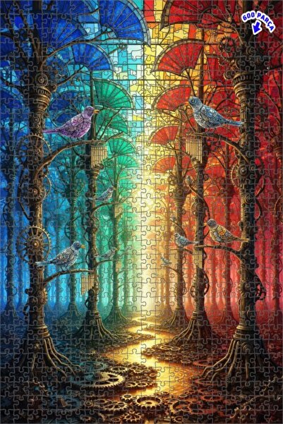 Teona Ahşap لغز خشبي ملون بتصميم غابة على طراز ستيمبانك، لوحة زيتية ذات طابقي...