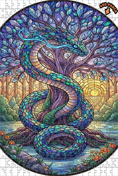 Teona Ahşap لغز خشبي بمظهر لوحة زيتية لشجرة التنين الغامضة، 400 قطعة، 35×35