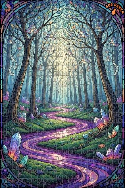 Teona Ahşap لغز خشبي بإطار مزدوج الطبقات بمظهر فسيفساء زجاجي من مسار الغابة ا...