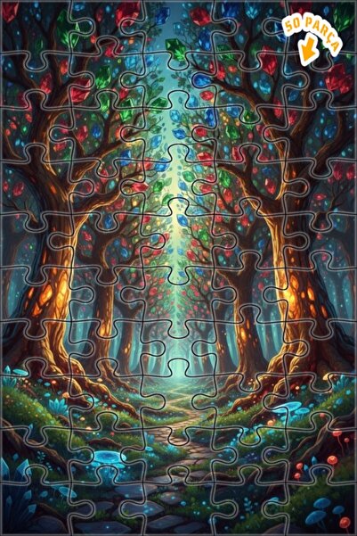 Teona Ahşap لغز خشبي فني بمظهر لوحة زيتية لغابة الأحجار الكريمة السحرية 50 قط...