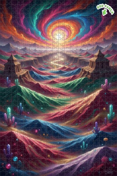 Teona Ahşap Mysterious Galaxy Oasis Double Layer Framed Wooden Puzzle 800 Pie...