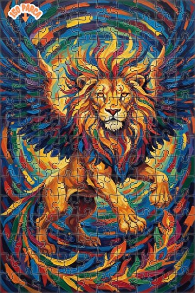 Teona Ahşap لوحة فنية حديثة على شكل أسد مجنح بمظهر زيتية، لغز خشبي بإطار من ط...