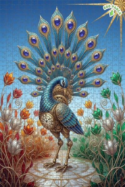 Teona Ahşap لغز خشبي مؤطر بفن الطاووس البخاري 800 قطعة 70×50