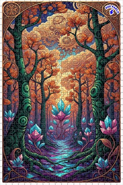 Teona Ahşap لغز خشبي مؤطر بطبقتين من مسار الكريستال الغامض في الغابة 600 قطعة...