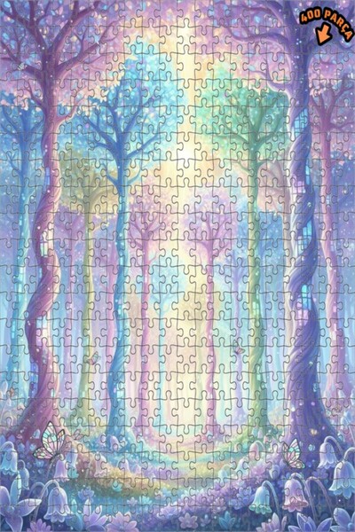 Teona Ahşap لغز خشبي ملون بإطار مزدوج الطبقات بتصميم الغابة الخيالية 400 قطعة...