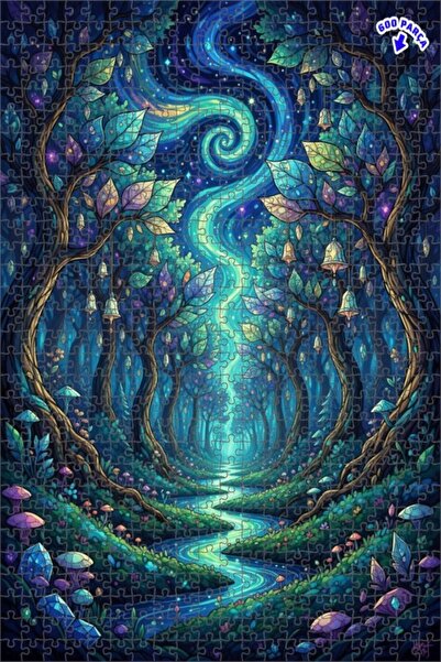 Teona Ahşap لغز خشبي مؤطر بطبقتين من ماركة ماجيكال فورست ريفر 600 قطعة 50x35