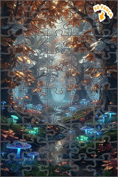 Teona Ahşap لغز خشبي مؤطر بطبقتين من سحر الغابة الغامضة 50 قطعة 15×25