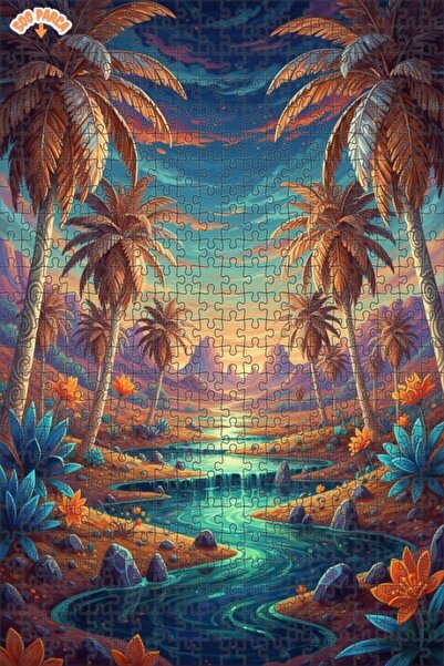 Teona Ahşap لوحة فنية بمنظر طبيعي استوائي بتأثير الزيت، لغز خشبي بإطار مزدوج ...