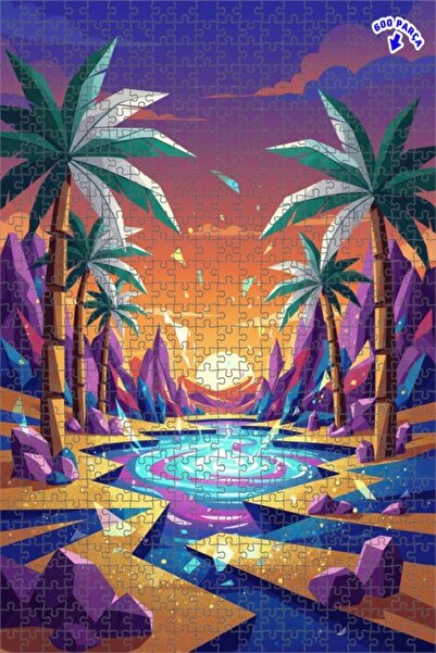 Teona Ahşap لغز فني هندسي من كريستال سايل بريزيجن 600 قطعة 50x35