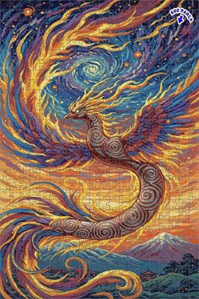 Teona Ahşap لغز خشبي مؤطر بطبقتين بمظهر لوحة زيتية لطائر الفينيق السحري 600 ق...