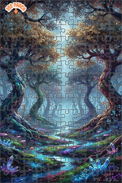 Teona Ahşap لغز خشبي مؤطر بطبقتين، بتصميم مشهد نهر الغابة الغامضة بمظهر الألو...