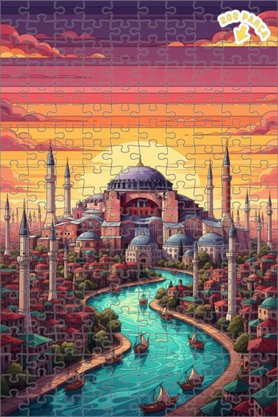 Teona Ahşap İstanbul Tarihi Yarımada Suluboya Görünümlü Çift Katlı Çerçeveli ...