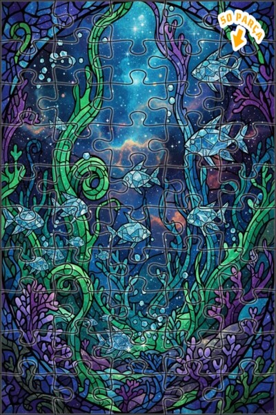 Teona Ahşap لغز خشبي فني بمظهر فسيفساء تحت البحر 50 قطعة 15x25