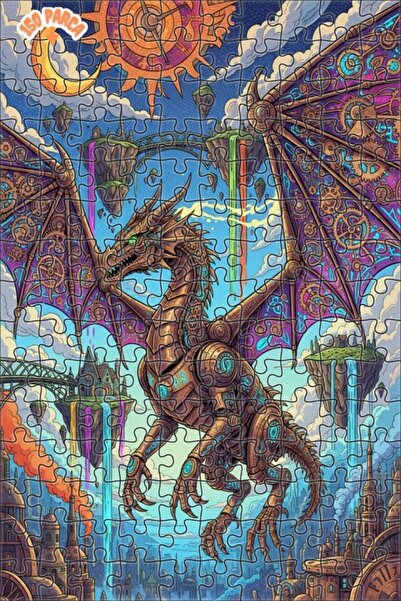 Teona Ahşap لوحة فنية ميكانيكية على شكل تنين بمظهر الزيت الملون 150 قطعة 20×30