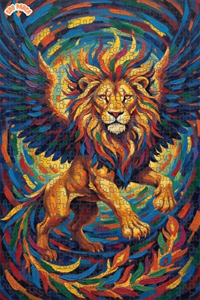 Teona Ahşap لوحة فنية حديثة بتصميم الأسد المجنح بمظهر الزيت الملون، لغز خشبي ...