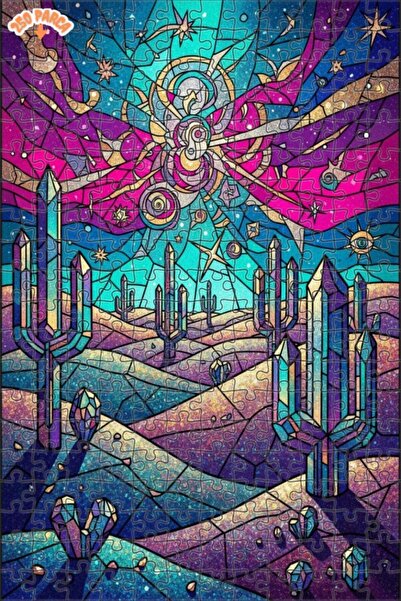 Teona Ahşap لغز خشبي بإطار مزدوج الطبقات بمظهر فسيفساء زجاجية من كريستال واحة...