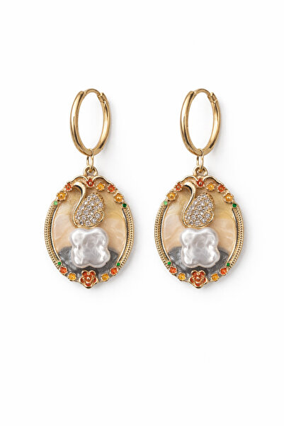 Stella Gold Renk Taşlı Stainless Steel Sallantılı Küpe