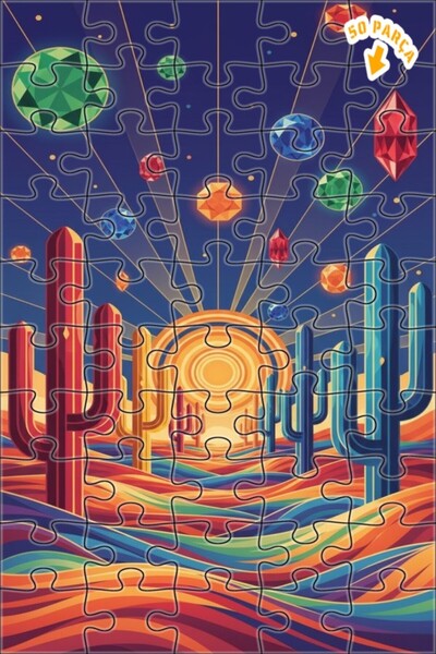 Teona Ahşap لغز خشبي بمظهر لوحة زيتية بألوان صحراوية، 50 قطعة، 15×25