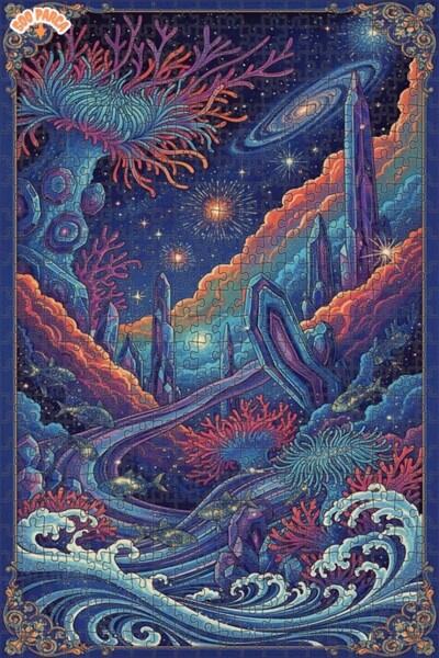 Teona Ahşap لغز خشبي بإطار مزدوج الطبقات على شكل شلال كريستالي تحت الماء 500 ...