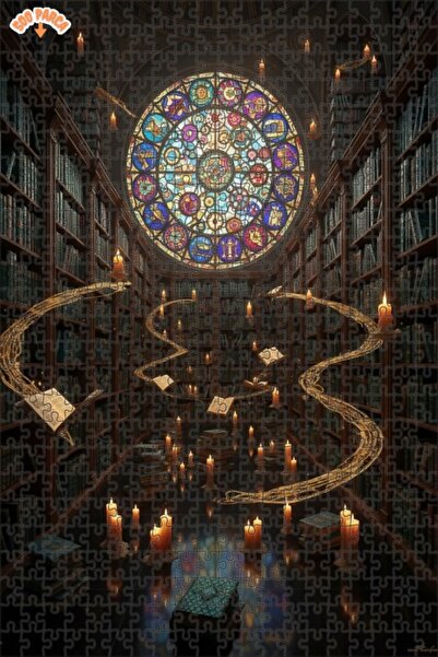 Teona Ahşap Magical Library Oil Painting Look Art Puzzle 500 Pieces 50X30