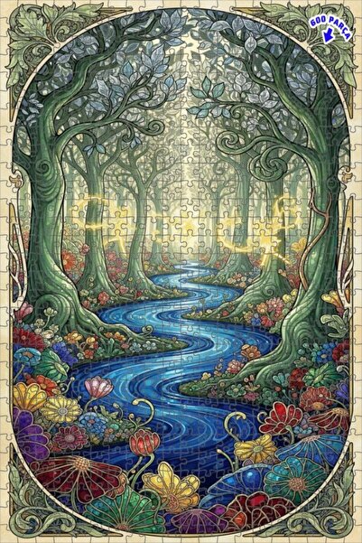 Teona Ahşap لغز خشبي مؤطر بطبقتين بمظهر ألوان مائية، بتصميم خرافات الغابة الغ...