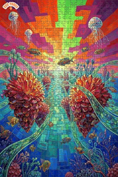 Teona Ahşap لغز خشبي مؤطر بطبقتين بتصميم فني لأسماك حوض السمك والسمنيات الخيا...