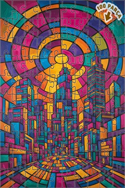 Teona Ahşap لغز خشبي بإطار ذو طابقين بمظهر لوحة زيتية لمنظر مدينة نابضة بالحي...