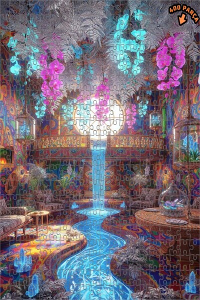 Teona Ahşap لغز خشبي مؤطر بطبقتين بمظهر لوحة زيتية لغرفة الشلال السحرية 400 ق...