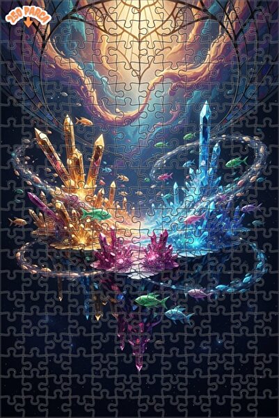 Teona Ahşap ألغاز خشبية مؤطرة بطبقتين من لوحة زيتية لبحار الكريستال والأسماك ...