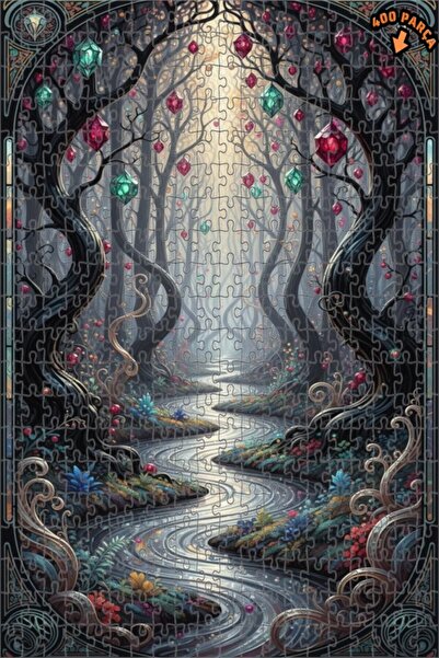 Teona Ahşap لغز خشبي مؤطر بطبقتين من غابة الغابة الغامضة ونهر الكريستال 400 ق...