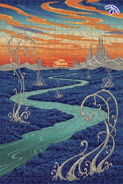 Teona Ahşap لغز خشبي مؤطر بطبقتين بمظهر لوحة زيتية لمنظر طبيعي لامرأة ونهر غا...