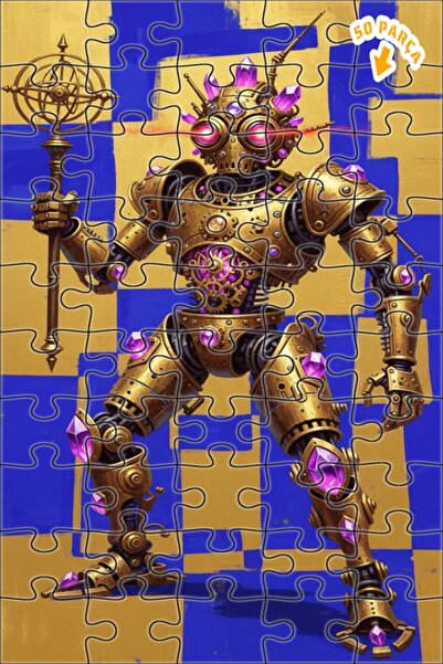 Teona Ahşap لوحة فنية روبوتية كريستالية بطراز ستيمبانك، لغز خشبي بإطار مزدوج ...