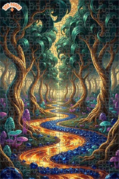 Teona Ahşap لغز خشبي مؤطر بطبقتين بمظهر لوحة زيتية لغابة سحرية 250 قطعة 30×30