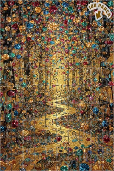 Teona Ahşap لغز خشبي بإطار مزدوج الطبقات بمظهر لوحة زيتية لطريق الغابة الذهبي...